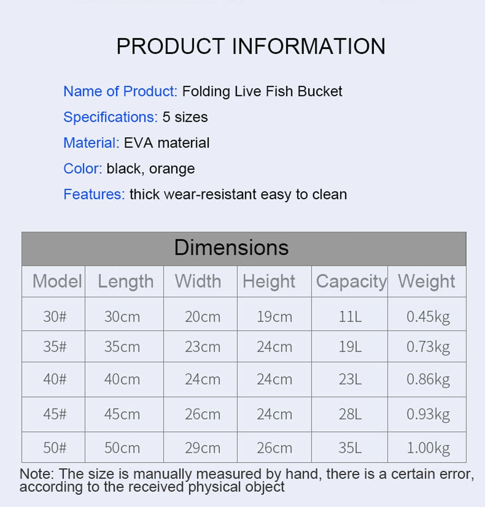 Loogdeel Portable Zipper Fishing Bucket Outdoor Folding EVA Fishing Bag live fish bucket 5 Sizes Camping Hiking Fishing Bag