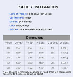 Loogdeel Portable Zipper Fishing Bucket Outdoor Folding EVA Fishing Bag live fish bucket 5 Sizes Camping Hiking Fishing Bag
