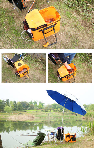 Loogdeel Portable Zipper Fishing Bucket Outdoor Folding EVA Fishing Bag live fish bucket 5 Sizes Camping Hiking Fishing Bag