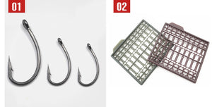 1 Set Assorted Carp Fishing Accessory Line Scissors Stopper Hook Swivel Rubber Sleeve Sinker Lock Hair Rig etc. Terminal Tackle