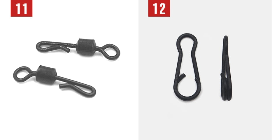 1 Set Assorted Carp Fishing Accessory Line Scissors Stopper Hook Swivel Rubber Sleeve Sinker Lock Hair Rig etc. Terminal Tackle