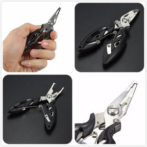 3 Colors Multi-function Curved Fishing Pliers Stainless Fish Plier Fishing Tools + Bag Suitable For Any Fishing Environment