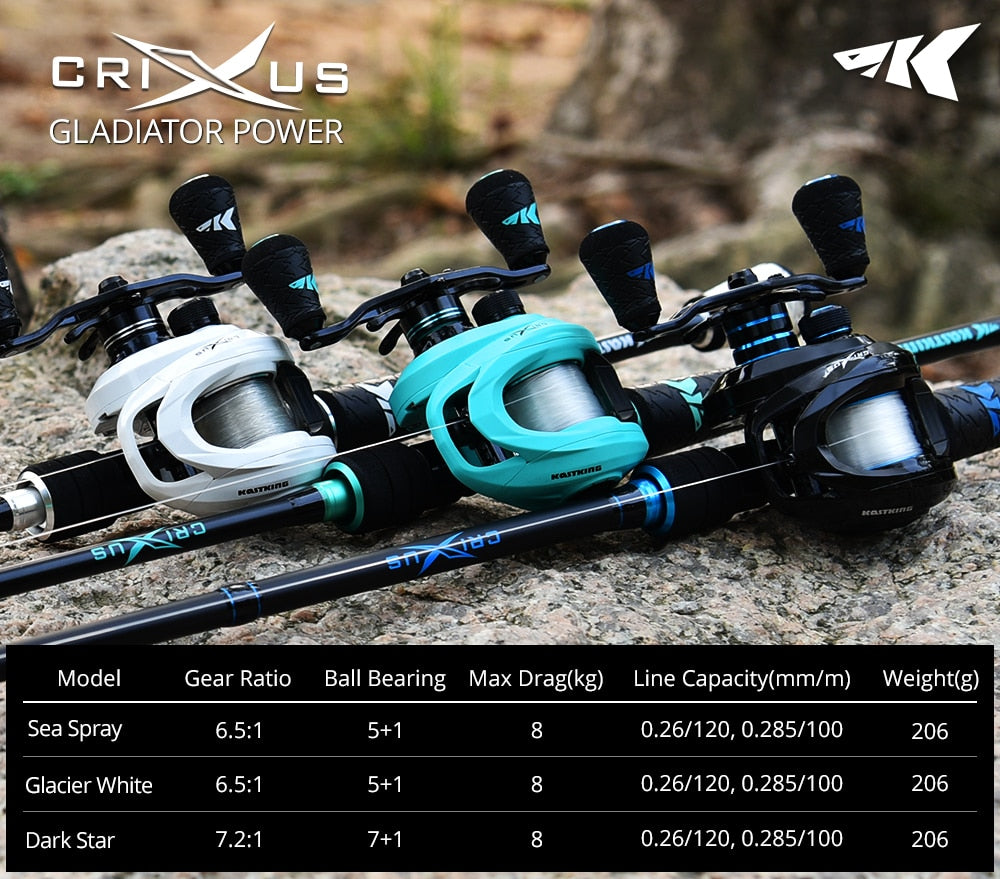 KastKing 2019 New Crixus Super Light Baitcasting Fishing Reel Dual Brake System Freshwater 8KG Drag Casting Reel Fishing Coil