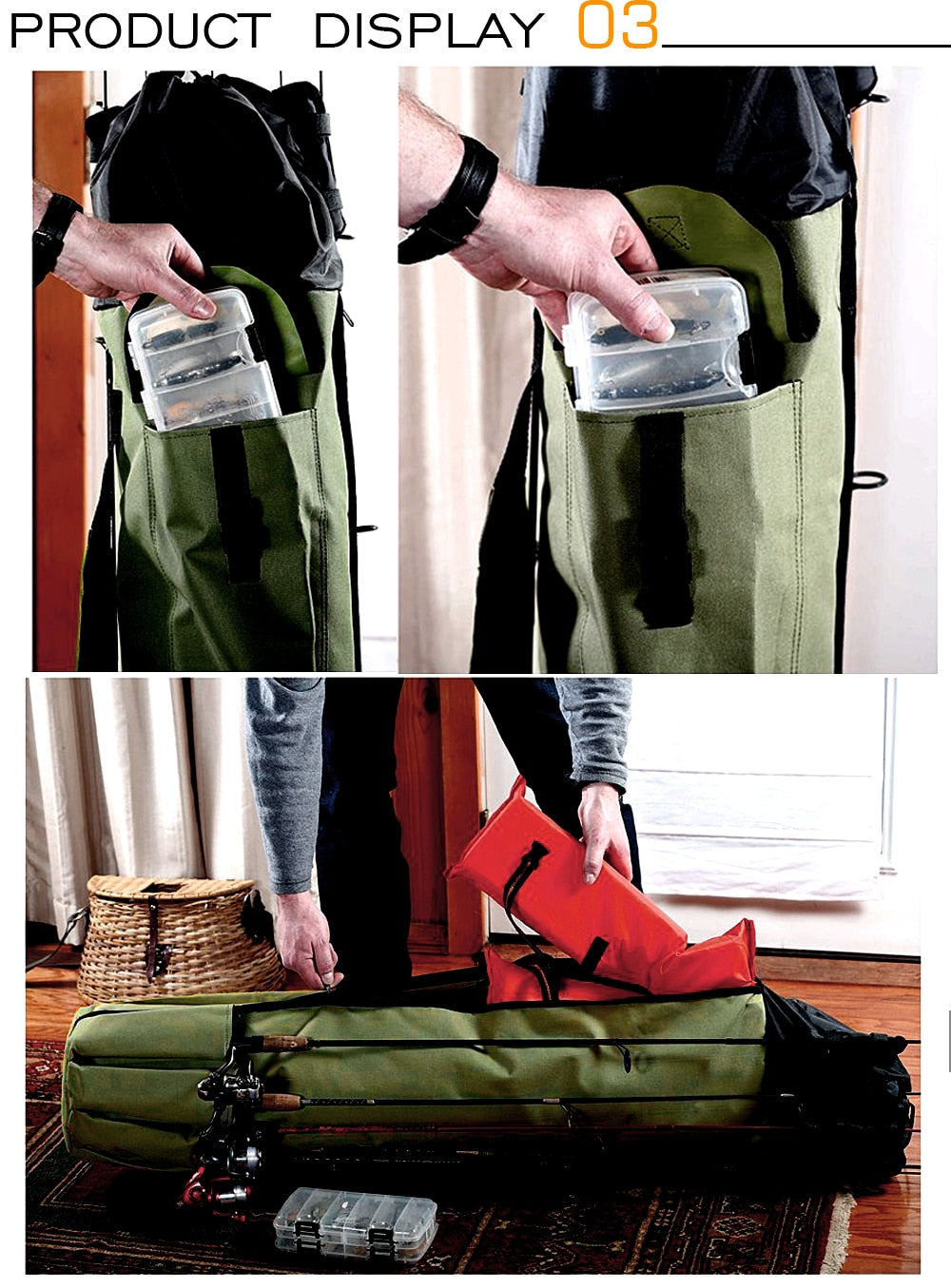 Fishing Bag Folding Fishing Rod Reel Bag Fishing Tackle Storage Bags Travel Carry Case Pesca