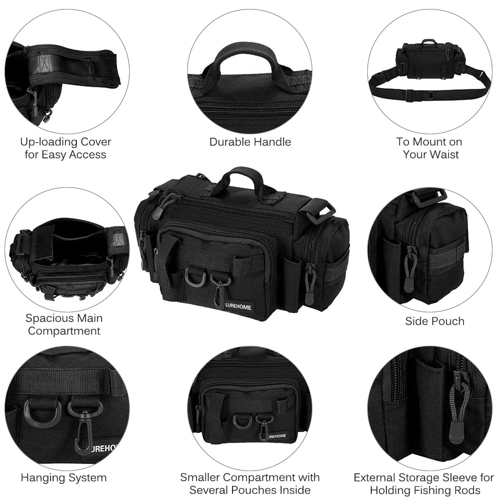 Fishing Bag Multifunctional Camouflage Fishing Tackle Bag Carp Fish Rod Waist Bag Bait Box Pouch Polyester Case Pack For Pesca