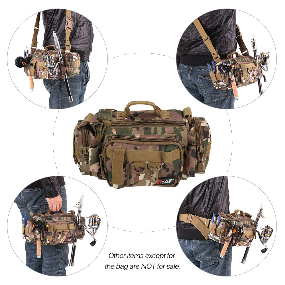 Fishing Bag Multifunctional Camouflage Fishing Tackle Bag Carp Fish Rod Waist Bag Bait Box Pouch Polyester Case Pack For Pesca