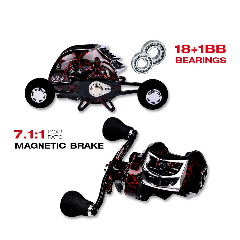 12 + 1 Bearings Waterproof Left / Right Hand Baitcasting Fishing Reel High Speed Fishing Reel with Magnetic Brake System