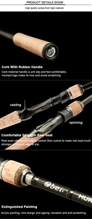 Obei HURRICANE 1.8m 2.1m 2.4m 2.7m 3 section baitcasting fishing rod travel ultra light casting spinning lure 5g-40g M/ML/MH Rod