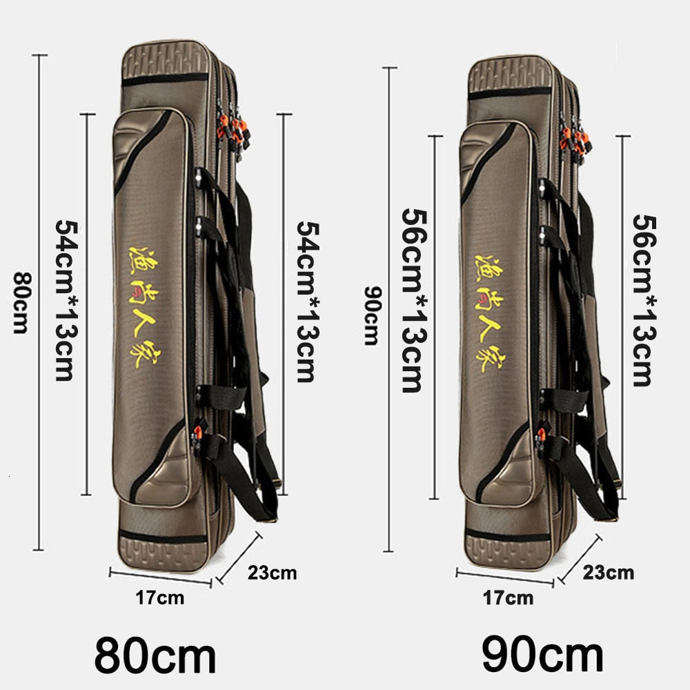 Portable Fishing Bags 3 Layer Large Capacity Fishing Pole Tools Storage Bag Nylon Waterproof Tackle Gear Carrier Shoulder Bag