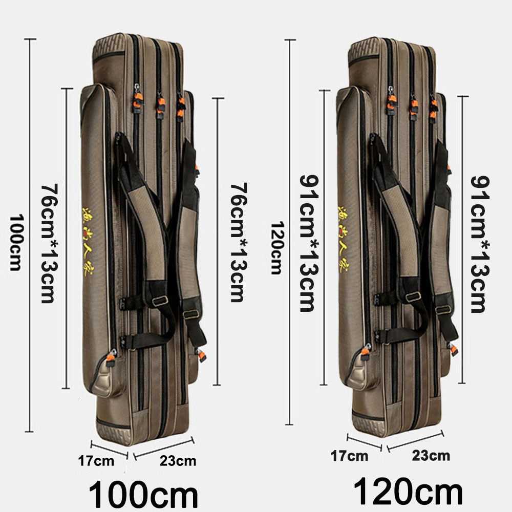 Portable Fishing Bags 3 Layer Large Capacity Fishing Pole Tools Storage Bag Nylon Waterproof Tackle Gear Carrier Shoulder Bag