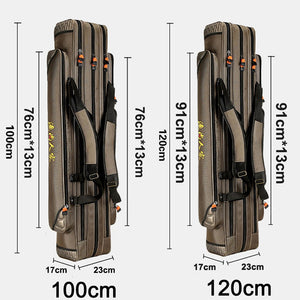 Portable Fishing Bags 3 Layer Large Capacity Fishing Pole Tools Storage Bag Nylon Waterproof Tackle Gear Carrier Shoulder Bag