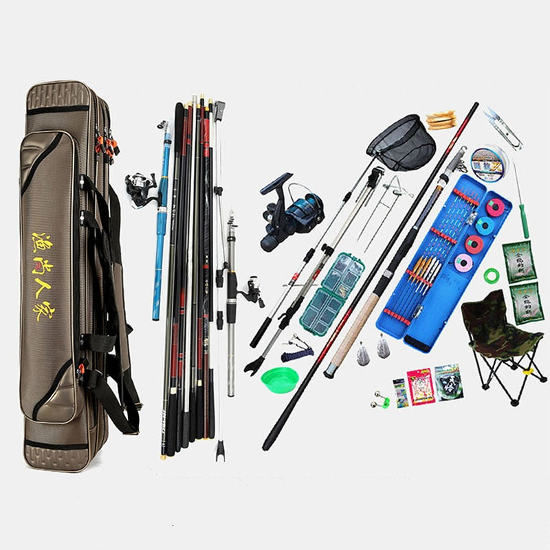 Portable Fishing Bags 3 Layer Large Capacity Fishing Pole Tools Storage Bag Nylon Waterproof Tackle Gear Carrier Shoulder Bag