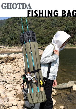 GHOTDA Fishing Bag Portable Multifunction Nylon Fishing Bags Fishing Rod Bag Case Fishing Tackle Tools Storage Bag