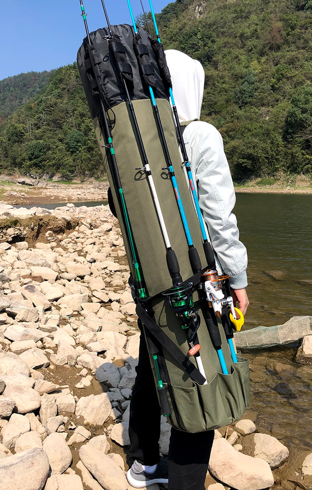 GHOTDA Fishing Bag Portable Multifunction Nylon Fishing Bags Fishing Rod Bag Case Fishing Tackle Tools Storage Bag