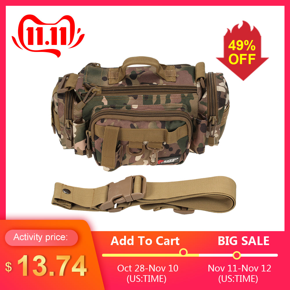 Fishing Bag Multifunctional Camouflage Fishing Tackle Bag Carp Fish Rod Waist Bag Bait Box Pouch Polyester Case Pack For Pesca