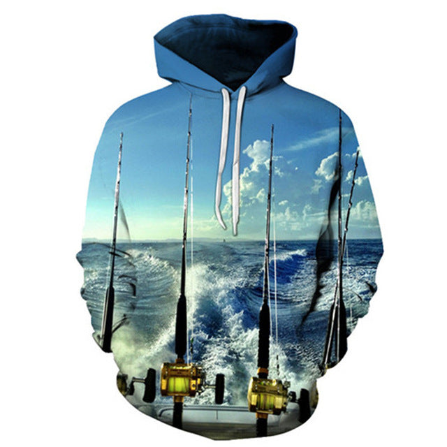 Unisex Autumn And Winter Clothing 3D Printing Hoodie Casual Sports Hoodie Shirt Long-sleeved Hoodie Print Fish Boat Hoodie