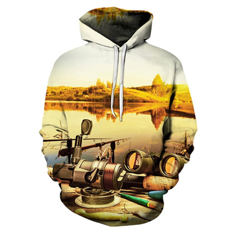 Unisex Autumn And Winter Clothing 3D Printing Hoodie Casual Sports Hoodie Shirt Long-sleeved Hoodie Print Fish Boat Hoodie