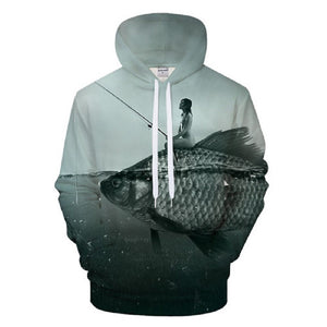 Unisex Autumn And Winter Clothing 3D Printing Hoodie Casual Sports Hoodie Shirt Long-sleeved Hoodie Print Fish Boat Hoodie