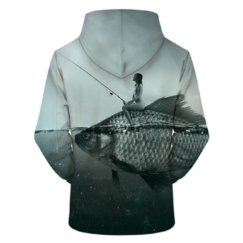 Unisex Autumn And Winter Clothing 3D Printing Hoodie Casual Sports Hoodie Shirt Long-sleeved Hoodie Print Fish Boat Hoodie