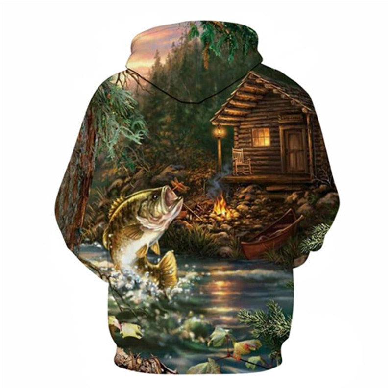 Unisex Autumn And Winter Clothing 3D Printing Hoodie Casual Sports Hoodie Shirt Long-sleeved Hoodie Print Fish Boat Hoodie