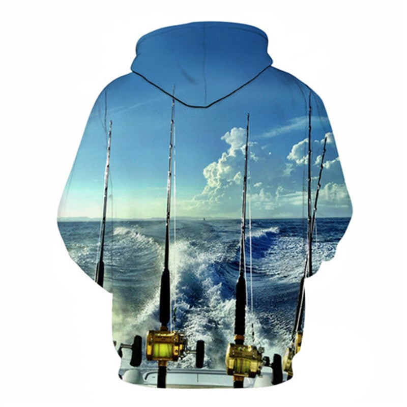 Unisex Autumn And Winter Clothing 3D Printing Hoodie Casual Sports Hoodie Shirt Long-sleeved Hoodie Print Fish Boat Hoodie