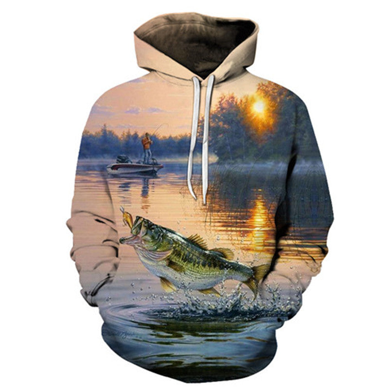Unisex Autumn And Winter Clothing 3D Printing Hoodie Casual Sports Hoodie Shirt Long-sleeved Hoodie Print Fish Boat Hoodie