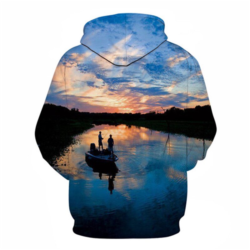 Unisex Autumn And Winter Clothing 3D Printing Hoodie Casual Sports Hoodie Shirt Long-sleeved Hoodie Print Fish Boat Hoodie