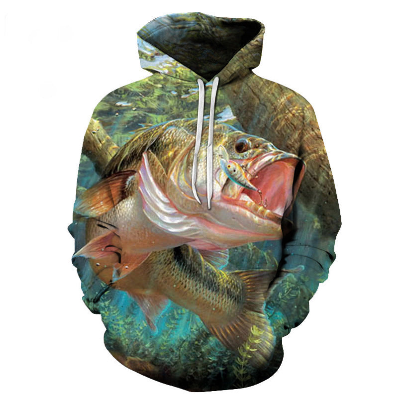 Selling Men Fishing Clothing 3D Digital Printed Hooded Sweater Jacket with hat Outdoor Cycling Sport Sweatshirt Fishing Clothes