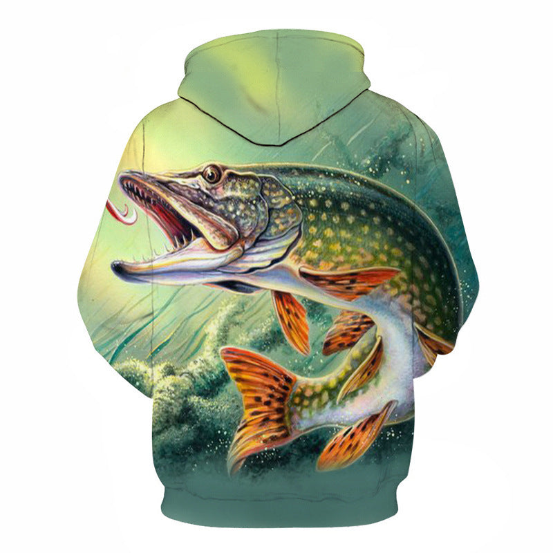 Selling Men Fishing Clothing 3D Digital Printed Hooded Sweater Jacket with hat Outdoor Cycling Sport Sweatshirt Fishing Clothes