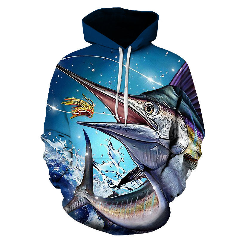 Selling Men Fishing Clothing 3D Digital Printed Hooded Sweater Jacket with hat Outdoor Cycling Sport Sweatshirt Fishing Clothes