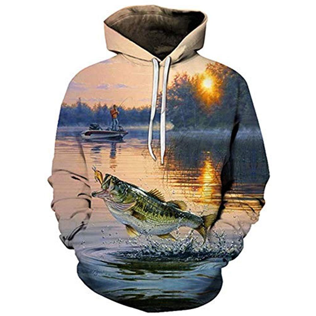 Bassland 2019 New Fishing hat Sweater 3D printing pattern