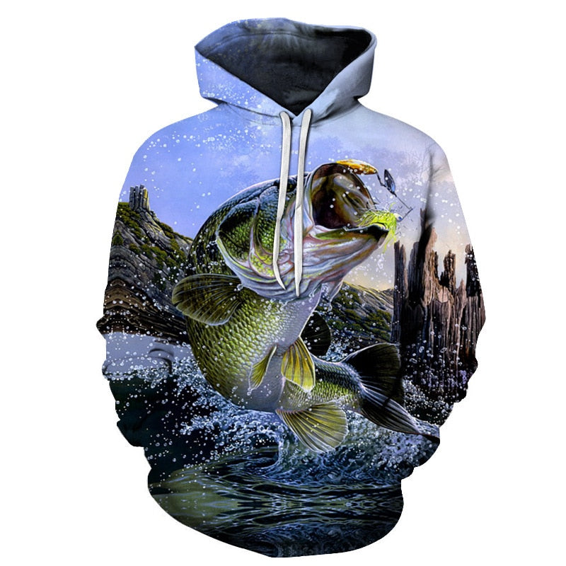 Bassland 2019 New Fishing hat Sweater 3D printing pattern
