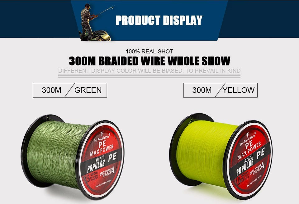 300M HOT SALE 4 Strands Multifilament PE Fishing Line 8 - 60 LB 4