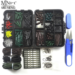 1 Set Assorted Carp Fishing Accessory Line Scissors Stopper Hook Swivel Rubber Sleeve Sinker Lock Hair Rig etc. Terminal Tackle
