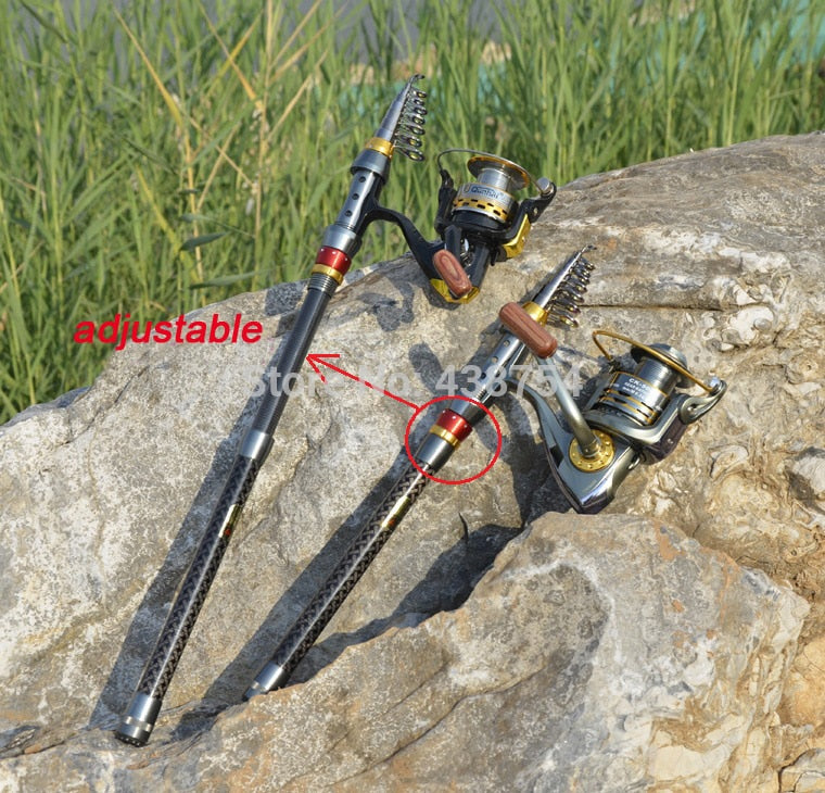 Carbon Fiber Telescopic Fishing Rod Portable Spinning Fishing Rod Pole Travel Sea Boat Rock Fishing Rod