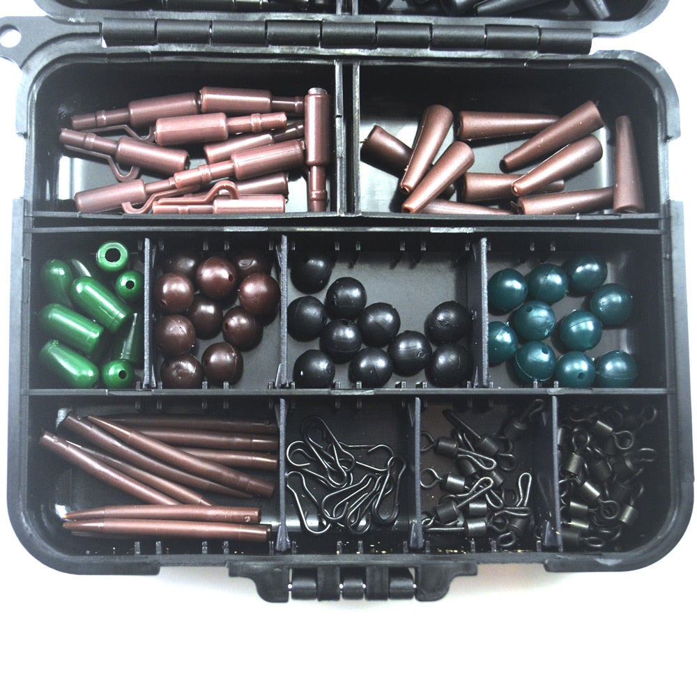 1 Set Assorted Carp Fishing Accessory Line Scissors Stopper Hook Swivel Rubber Sleeve Sinker Lock Hair Rig etc. Terminal Tackle