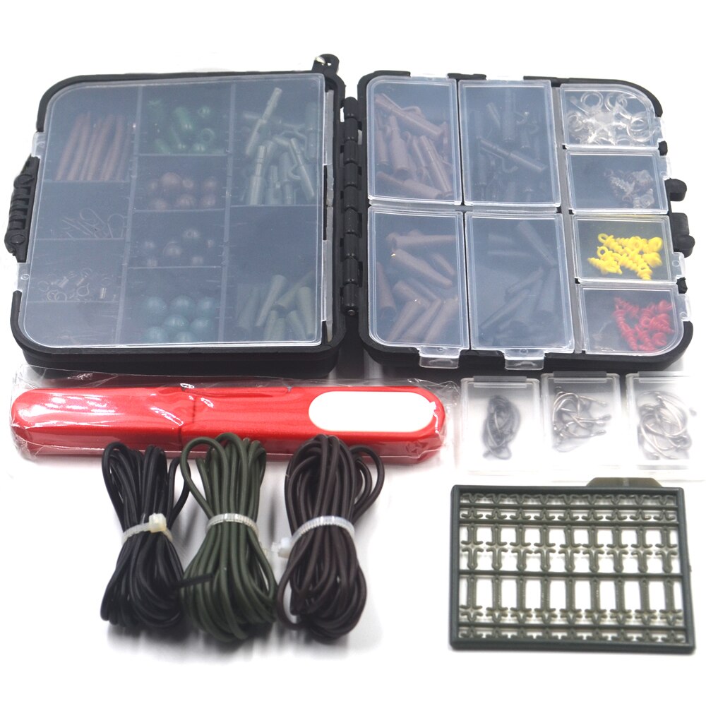 1 Set Assorted Carp Fishing Accessory Line Scissors Stopper Hook Swivel Rubber Sleeve Sinker Lock Hair Rig etc. Terminal Tackle