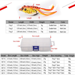 4pcs/Box Ray Frog Soft Fishing Lures 6g 9g 13g Double Hooks Top water Ray Frog Artificial Soft Bait Winter fishing Accessories