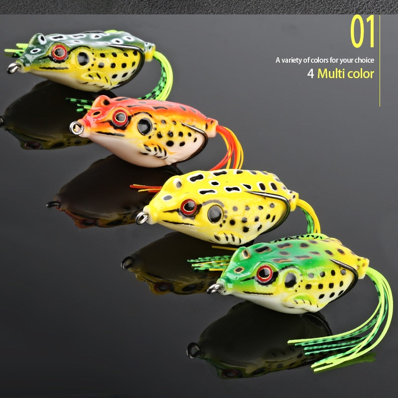 4pcs/Box Ray Frog Soft Fishing Lures 6g 9g 13g Double Hooks Top water Ray Frog Artificial Soft Bait Winter fishing Accessories