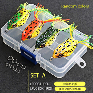 4pcs/Box Ray Frog Soft Fishing Lures 6g 9g 13g Double Hooks Top water Ray Frog Artificial Soft Bait Winter fishing Accessories
