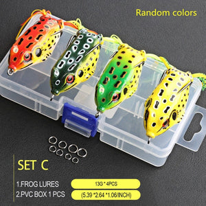 4pcs/Box Ray Frog Soft Fishing Lures 6g 9g 13g Double Hooks Top water Ray Frog Artificial Soft Bait Winter fishing Accessories