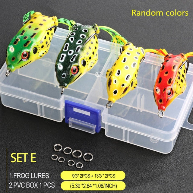 4pcs/Box Ray Frog Soft Fishing Lures 6g 9g 13g Double Hooks Top water Ray Frog Artificial Soft Bait Winter fishing Accessories
