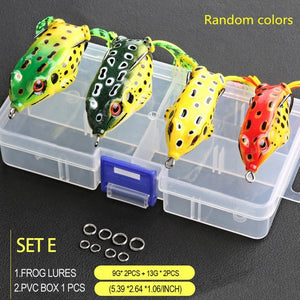 4pcs/Box Ray Frog Soft Fishing Lures 6g 9g 13g Double Hooks Top water Ray Frog Artificial Soft Bait Winter fishing Accessories