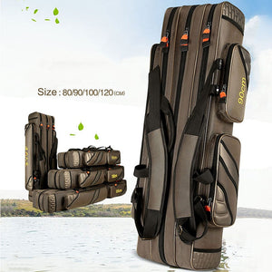 Portable Fishing Bags 3 Layer Large Capacity Fishing Pole Tools Storage Bag Nylon Waterproof Tackle Gear Carrier Shoulder Bag