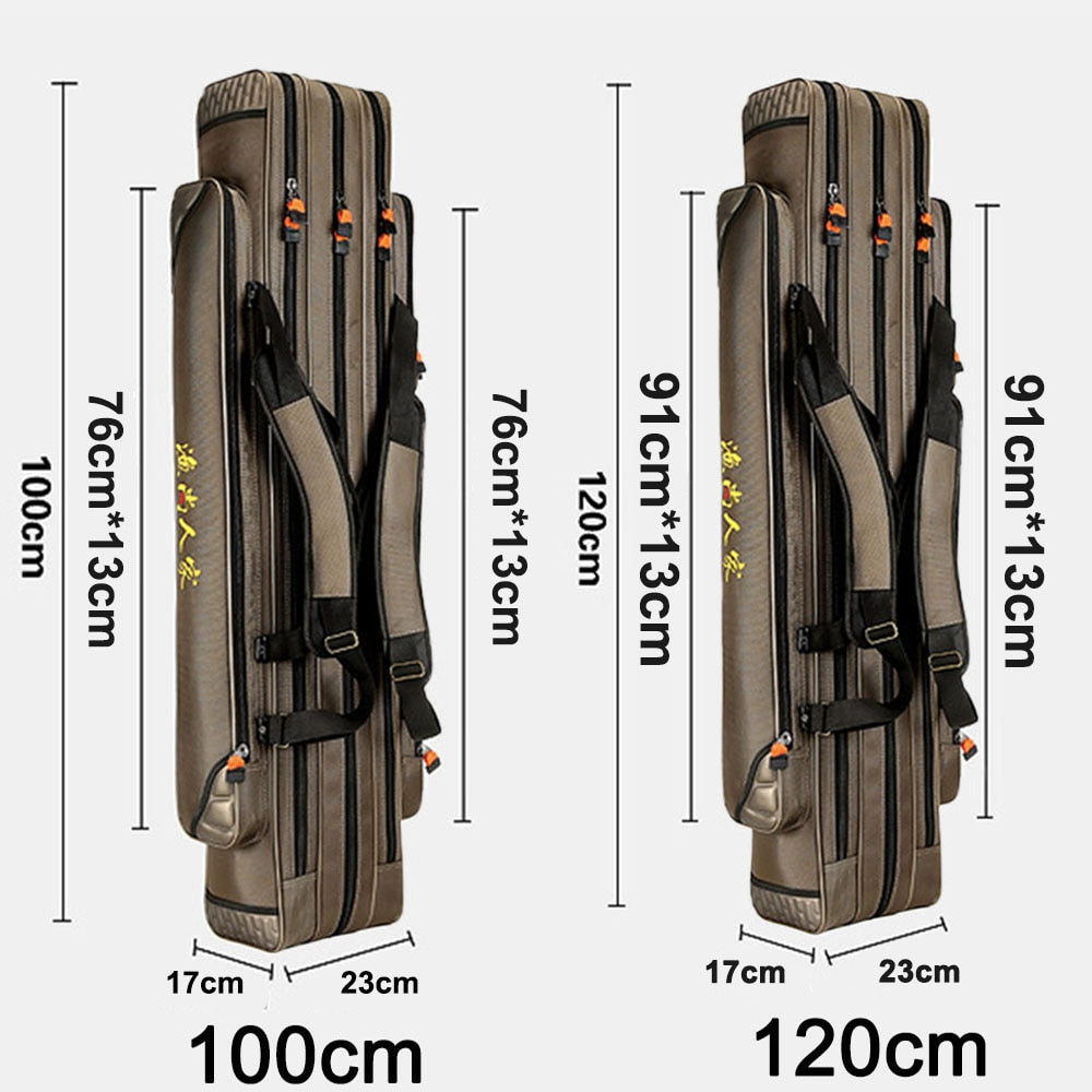 Portable Fishing Bags 3 Layer Large Capacity Fishing Pole Tools Storage Bag Nylon Waterproof Tackle Gear Carrier Shoulder Bag