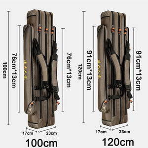 Portable Fishing Bags 3 Layer Large Capacity Fishing Pole Tools Storage Bag Nylon Waterproof Tackle Gear Carrier Shoulder Bag