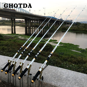 GHOTDA 2.1M -3.6M Carp Fishing Rod feeder Hard FRP Carbon Fiber Telescopic Fishing Rod fishing pole