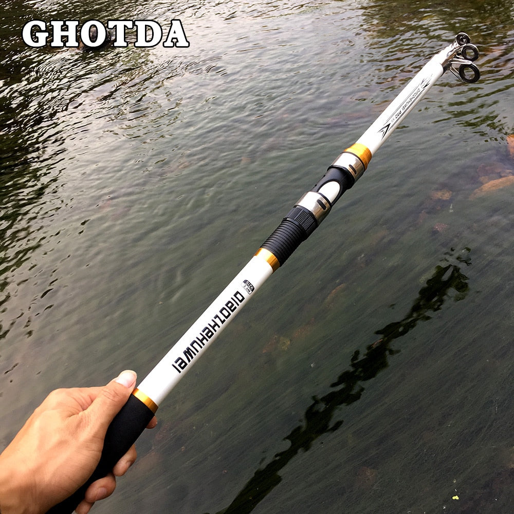 GHOTDA 2.1M -3.6M Carp Fishing Rod feeder Hard FRP Carbon Fiber Telescopic Fishing Rod fishing pole