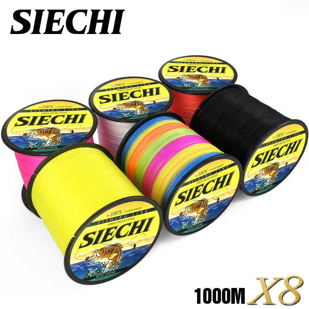 SIECHI 8 Strands 1000M 500M 300M PE Braided Fishing Line tresse peche