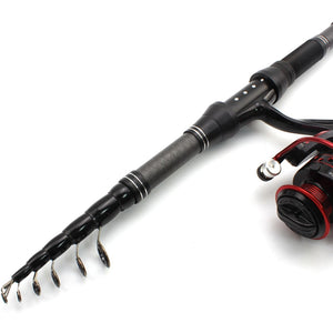 1.8m 2.1m 2.4m 2.7m 3.0m Carbon Fiber Telescopic Fishing Rod Portable Spinning Rod and Spinning Reels Multifunction set